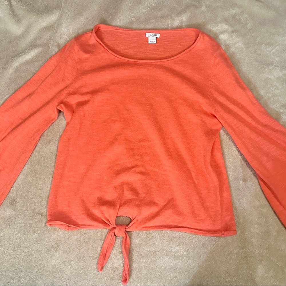 J. Crew Long Sleeve Tie-Front Top